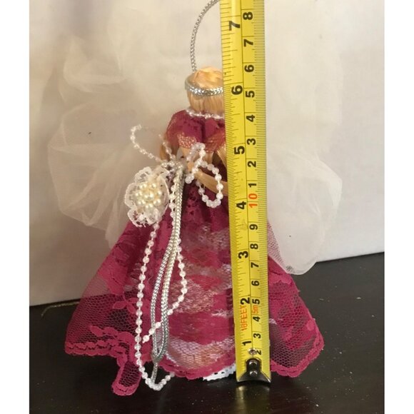 Handcrafted Angel Figurine Set of 3 With Ribbon & Lace Accents - Picture 5 of 14